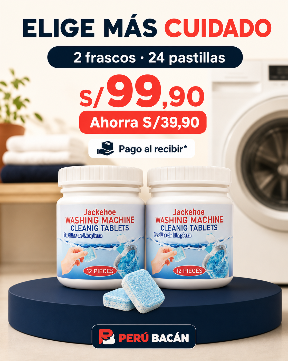Pastillas Limpia Lavadora x12 Jackehoe